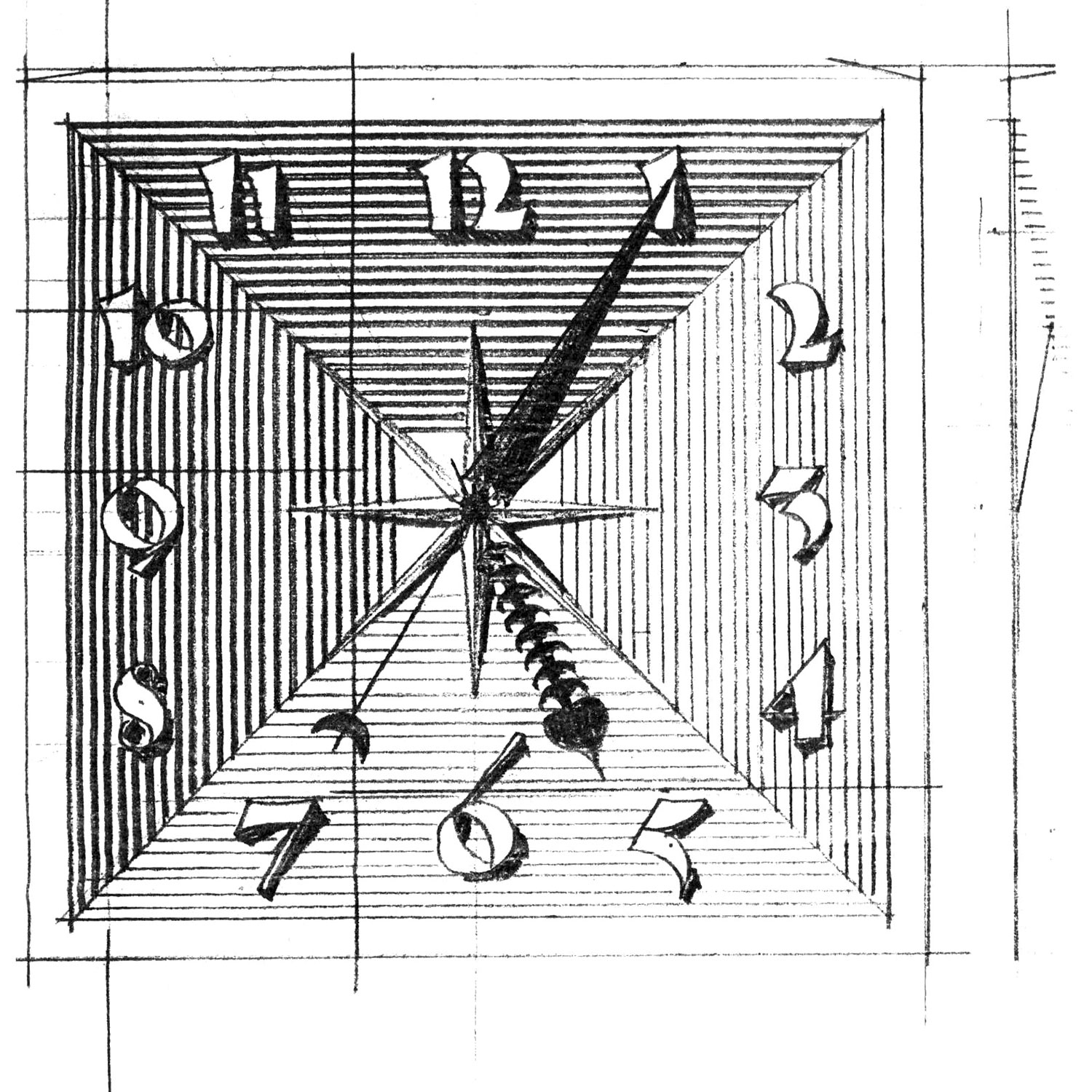 Dominikus Böhm - Entwurf einer Turmuhr für Dettingen